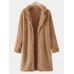 Women Solid Plush Jackets Long Winter European Coat