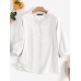 Solid Ruffle Trim V  neck 3 4 Sleeve Casual Blouse