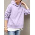 Women Solid Hooded Back Slit Nicely Design Hem Leisure Sweatshirt