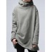 Hooded Casual Loose Long Turn  Down  Collar Solid Color Sweatshirts for Women