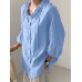 Solid Ruffle Trim V  neck Tie Lantern Sleeve Blouse