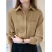 Solid Textured Long Sleeve Button Front Lapel Shirt