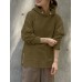 Women Korean Style Zipper Split Hem Commute Solid Hoodie