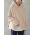 Women Solid Side Zipper Hooded Sweatshirt with Pocket