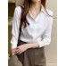 Solid Satin Button Lapel Long Sleeve Shirt