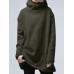 Hooded Casual Loose Long Turn  Down  Collar Solid Color Sweatshirts for Women