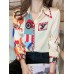 Women Print Lapel Long Sleeve Button Front Shirt