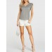 YOINS BASICS Grey V  neck Cap Sleeves Tank Top