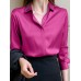 Solid Satin Button Lapel Long Sleeve Shirt