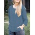 Solid Slit Hem Crew Neck Casual Blouse