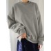 Women Solid Color Thick Round Neck Puff Sleeve Narrow Cuff Long Sleeve Pullover Sweatshirt