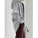 Women Hoodie Leisure Contrast Color Knee Length Thin Lace  up Sweatshirts